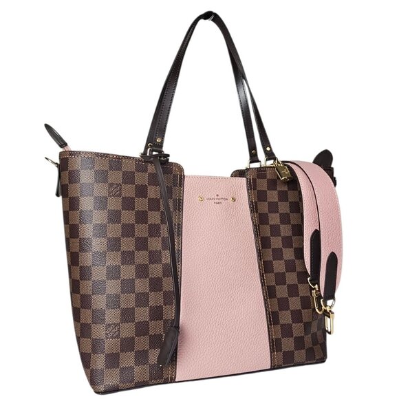 LOUIS VUITTON Damier Ebene Jersey Tote in Magnolia Shoulder Monogram Pink 2 Way - Picture 3 of 16